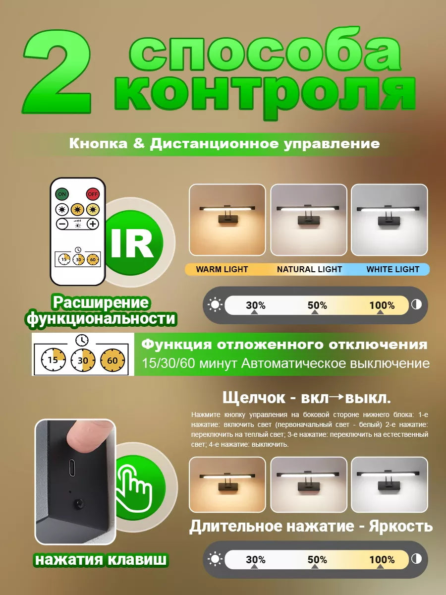 SEEDIQ Настенный светильник беспроводной чёрный, с пультом